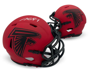 Michael Vick Autographed Atlanta Falcons Signed Football Rave Mini Helmet Beckett COA-Powers Sports Memorabilia