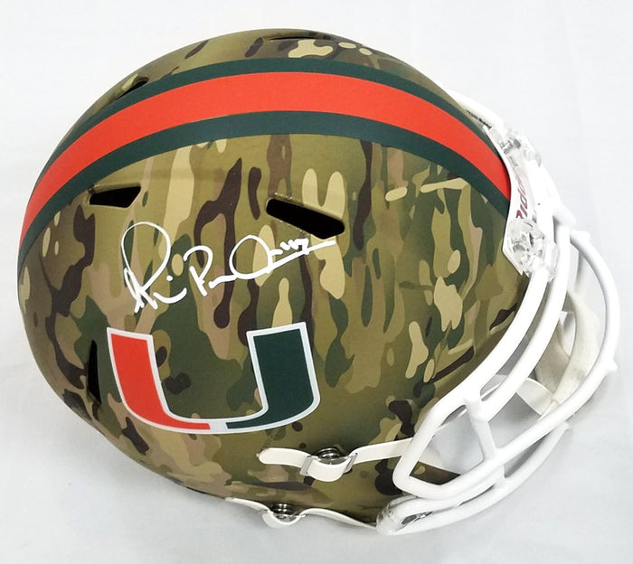 Michael Irvin Signed Miami Hurricanes Riddell Replica Camo Full Size Helmet - Beckett-Powers Sports Memorabilia