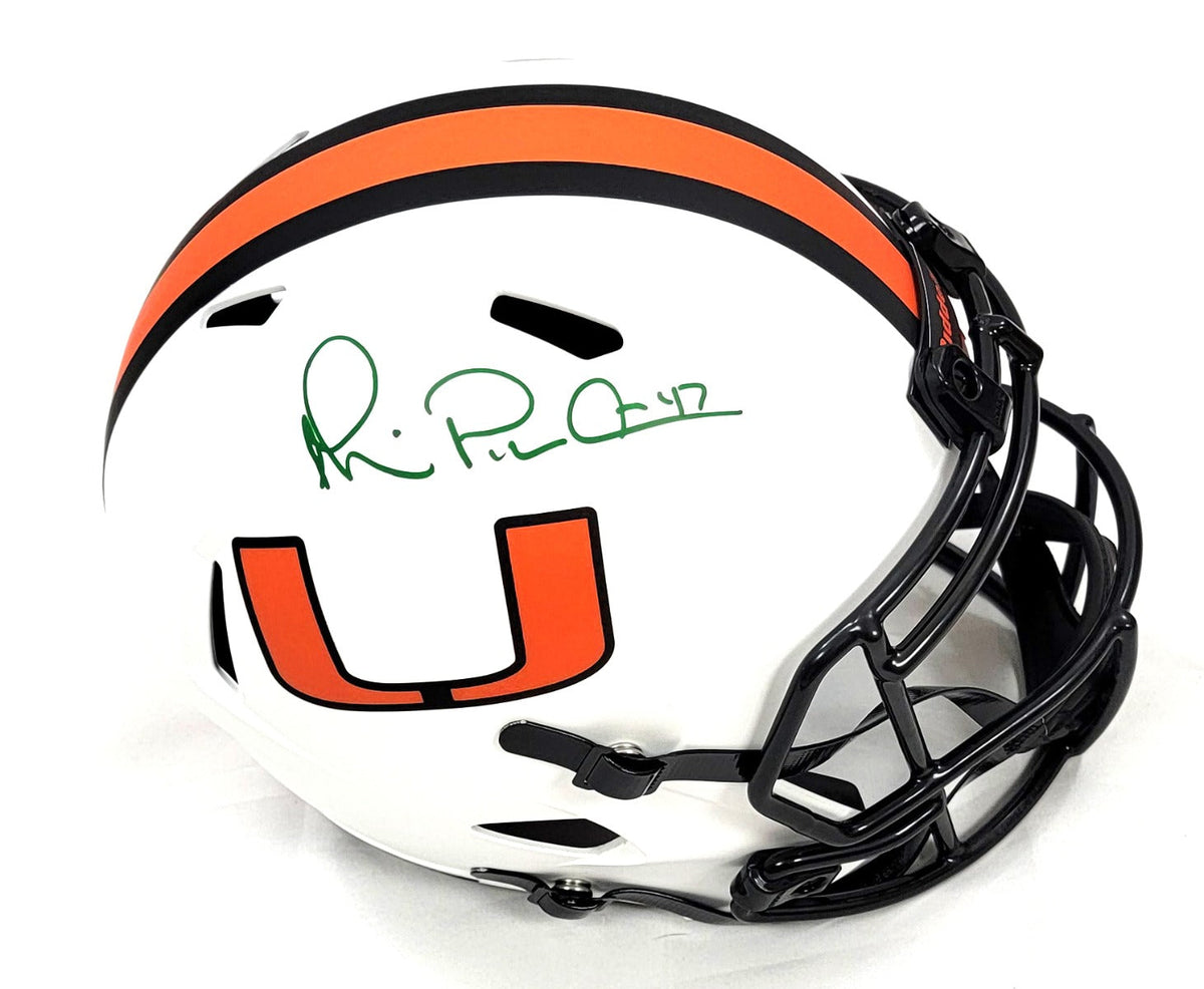Michael Irvin Autographed Miami Hurricanes Riddell Lunar Eclipse Replica Helmet Beckett Witnessed-Powers Sports Memorabilia