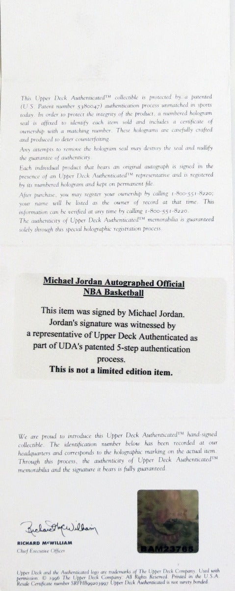Michael Jordan Chicago Bulls Autographed NBA Game Ball UDA Upper Deck Authenticated BAM23765-Powers Sports Memorabilia