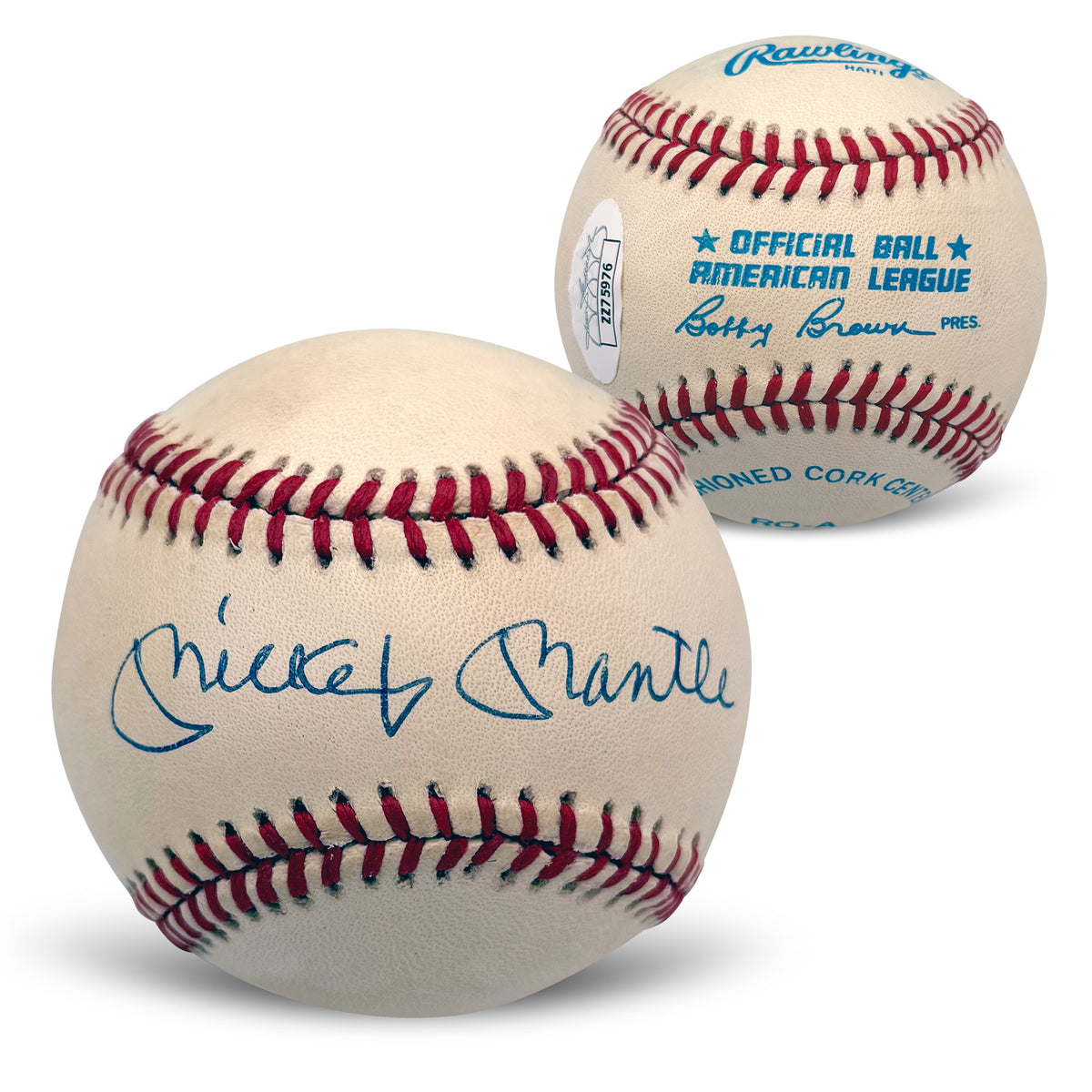 Mickey Mantle Autographed New York Yankees Signed American League Baseball JSA COA With UV Display Case