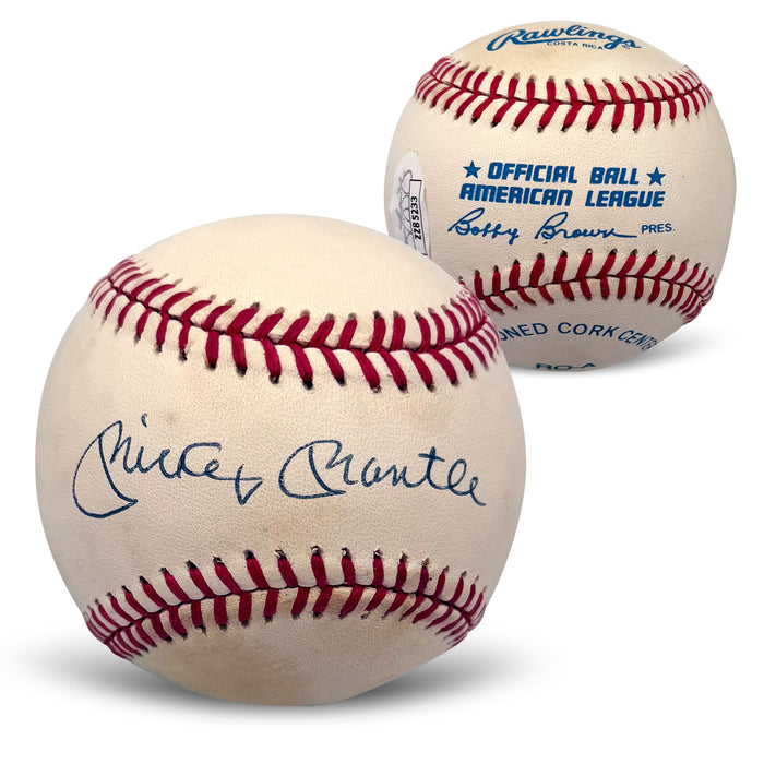 Mickey Mantle Autographed New York Yankees Signed American League Baseball JSA COA With UV Display Case ZZ85233-Powers Sports Memorabilia