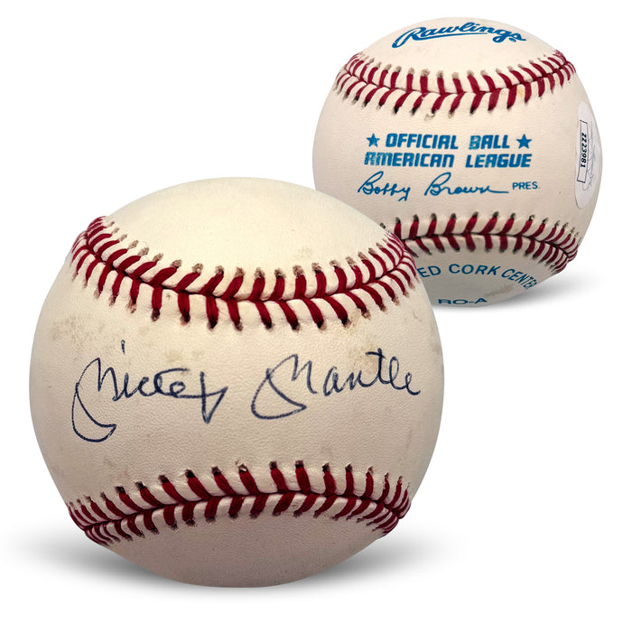 Mickey Mantle Autographed New York Yankees Signed American League Baseball JSA COA With UV Display Case ZZ23981-Powers Sports Memorabilia