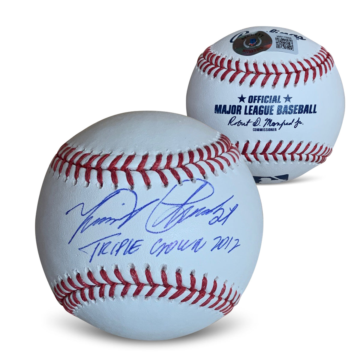 Miguel Cabrera Autographed Triple Crown 2012 Signed Baseball Beckett COA With UV Display Case-Powers Sports Memorabilia