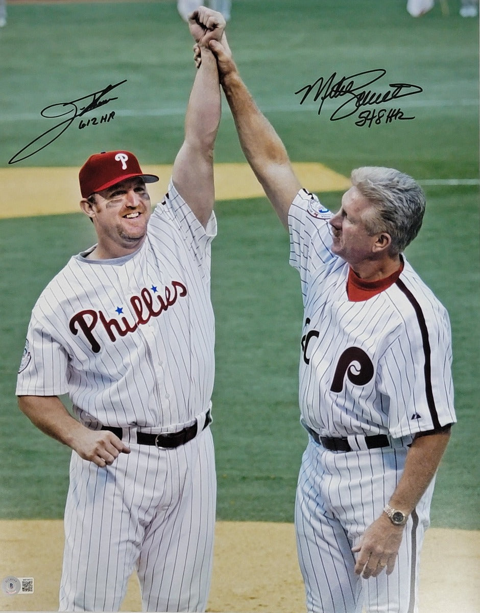 Jim Thome & Mike Schmidt Autographed Philadelphia Phillies 16x20 Photo W/ 612 HR / 548 HR Beckett Witnessed-Powers Sports Memorabilia