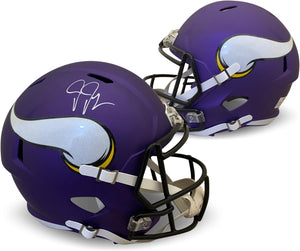 Justin Jefferson Autographed Minnesota Vikings Signed Football Mini Helmet BAS Beckett COA-Powers Sports Memorabilia