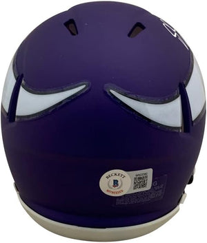 Justin Jefferson Autographed Minnesota Vikings Signed Football Mini Helmet BAS Beckett COA-Powers Sports Memorabilia