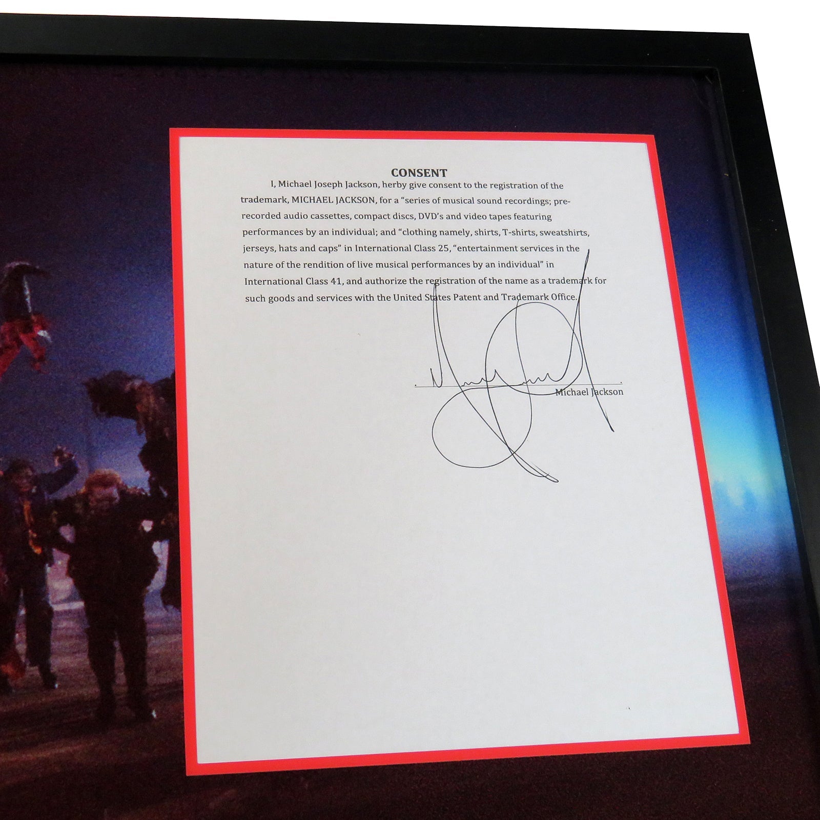 Autographed Michael Jackson Contract Music Display 20 by 24 Framed Piece - JSA, BAS-Powers Sports Memorabilia