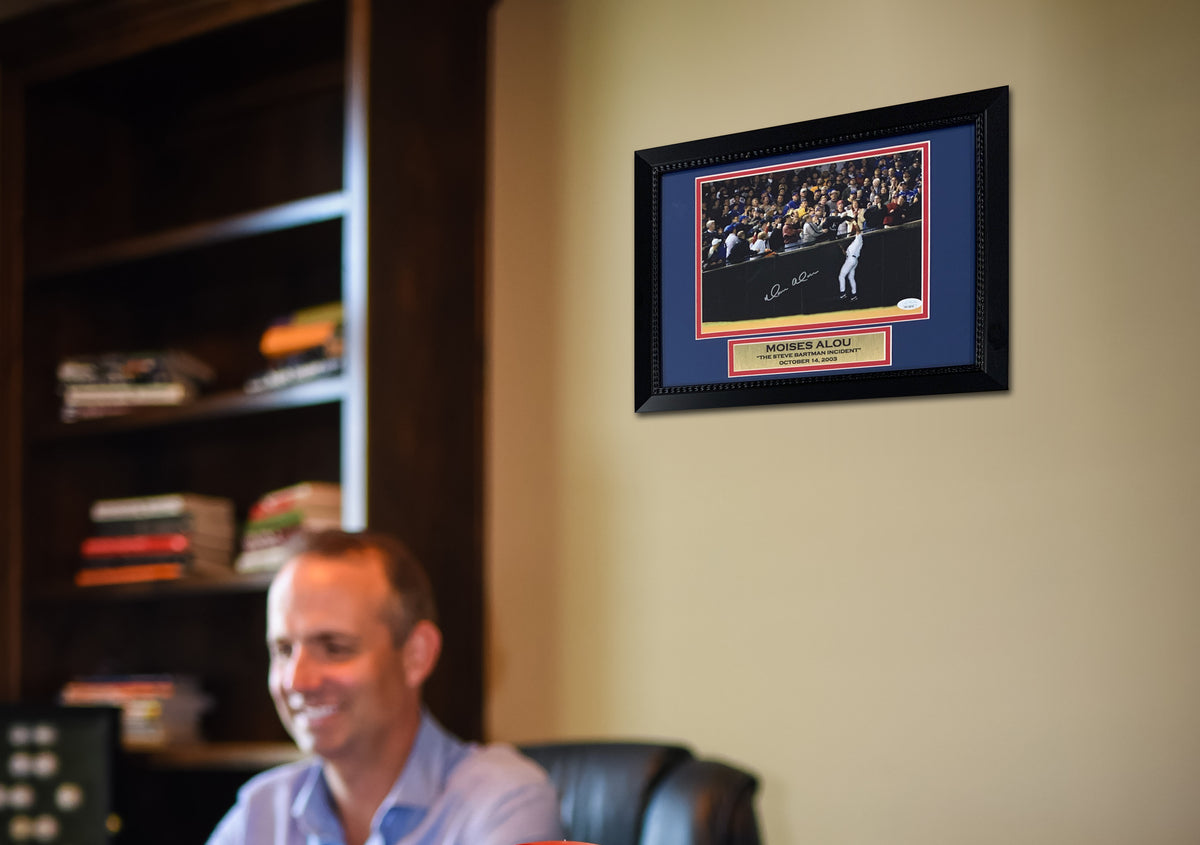 Moises Alou Autographed Chicago Cubs Steve Bartman Signed 8x10 Baseball Framed Photo JSA COA-Powers Sports Memorabilia