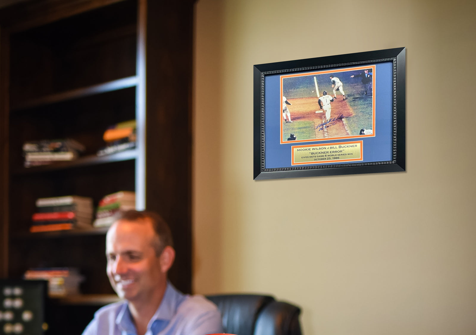 Mookie Wilson Autographed New York 1986 World Series Signed Bill Buckner Error Framed Baseball 8x10 Photo JSA COA WSC-Powers Sports Memorabilia