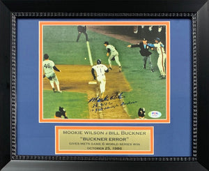 Mookie Wilson Autographed New York Mets 1986 World Series Signed Bill Buckner Error Framed Baseball 8x10 Photo PSA DNA COA-Powers Sports Memorabilia