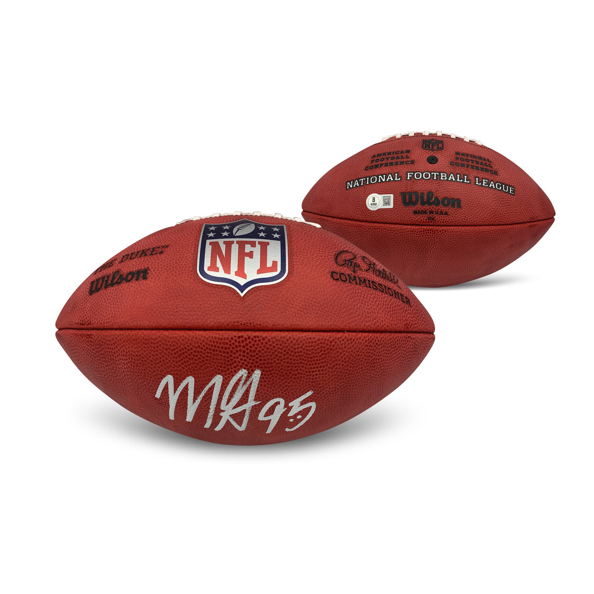 Myles Garrett Autographed NFL Authentic Duke Full Size Game Signed Football Beckett COA-Powers Sports Memorabilia