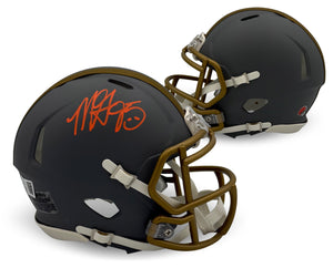Myles Garrett Autographed Cleveland Browns Signed Football Slate Mini Helmet Beckett COA-Powers Sports Memorabilia