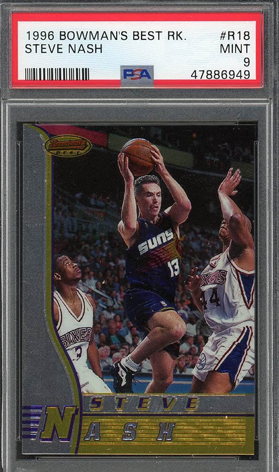 Steve Nash 1996 Bowmans Best Basketball Rookie Card RC #R18 Graded PSA 9 MINT-Powers Sports Memorabilia