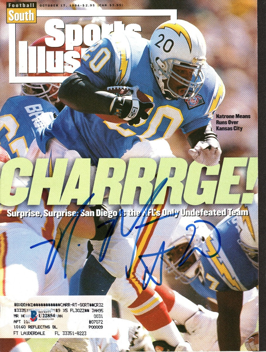 Natrone Means Autographed San Diego Chargers Sports Illustrated Beckett Authenticated-Powers Sports Memorabilia