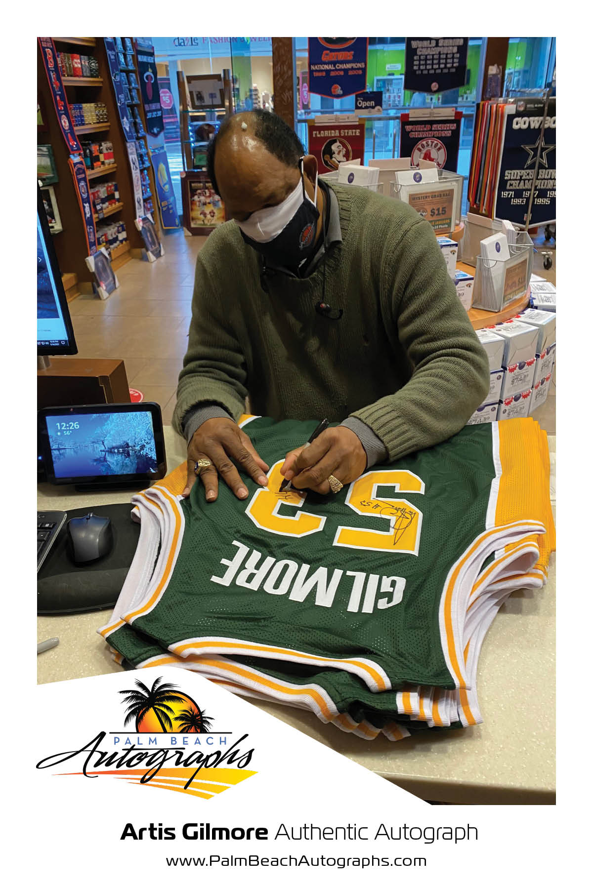 Autographed Artis Gilmore Jacksonville University (Green #53) Custom Jersey w/ HOF 11 - JSA-Powers Sports Memorabilia