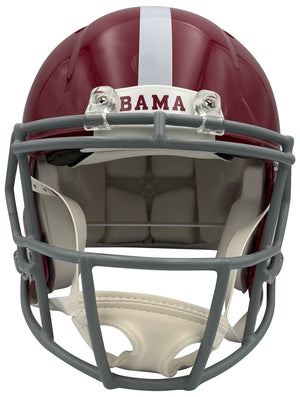 Nick Saban Autographed Alabama Crimson Tide Signed Football Full Size Authentic Helmet Beckett COA-Powers Sports Memorabilia