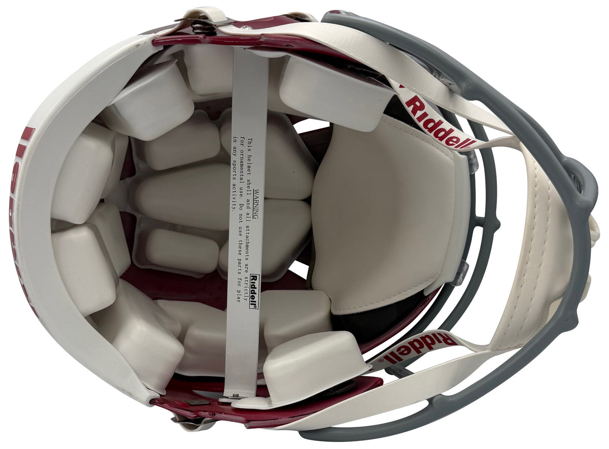 Nick Saban Autographed Alabama Crimson Tide Signed Football Full Size Authentic Helmet Beckett COA-Powers Sports Memorabilia