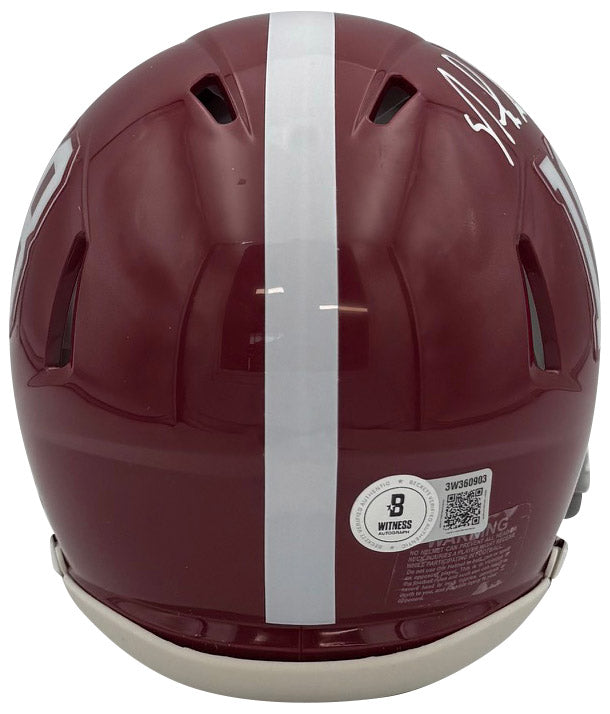 Nick Saban Autographed Alabama Crimson Tide Signed Football Mini Helmet Beckett COA