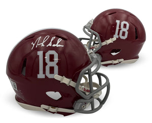 Nick Saban Autographed Alabama Crimson Tide Signed Football Mini Helmet Beckett COA