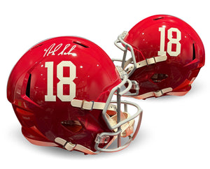 Nick Saban Autographed Alabama Crimson Tide Signed Football Full Size Replica Helmet Beckett Authenticated COA-Powers Sports Memorabilia