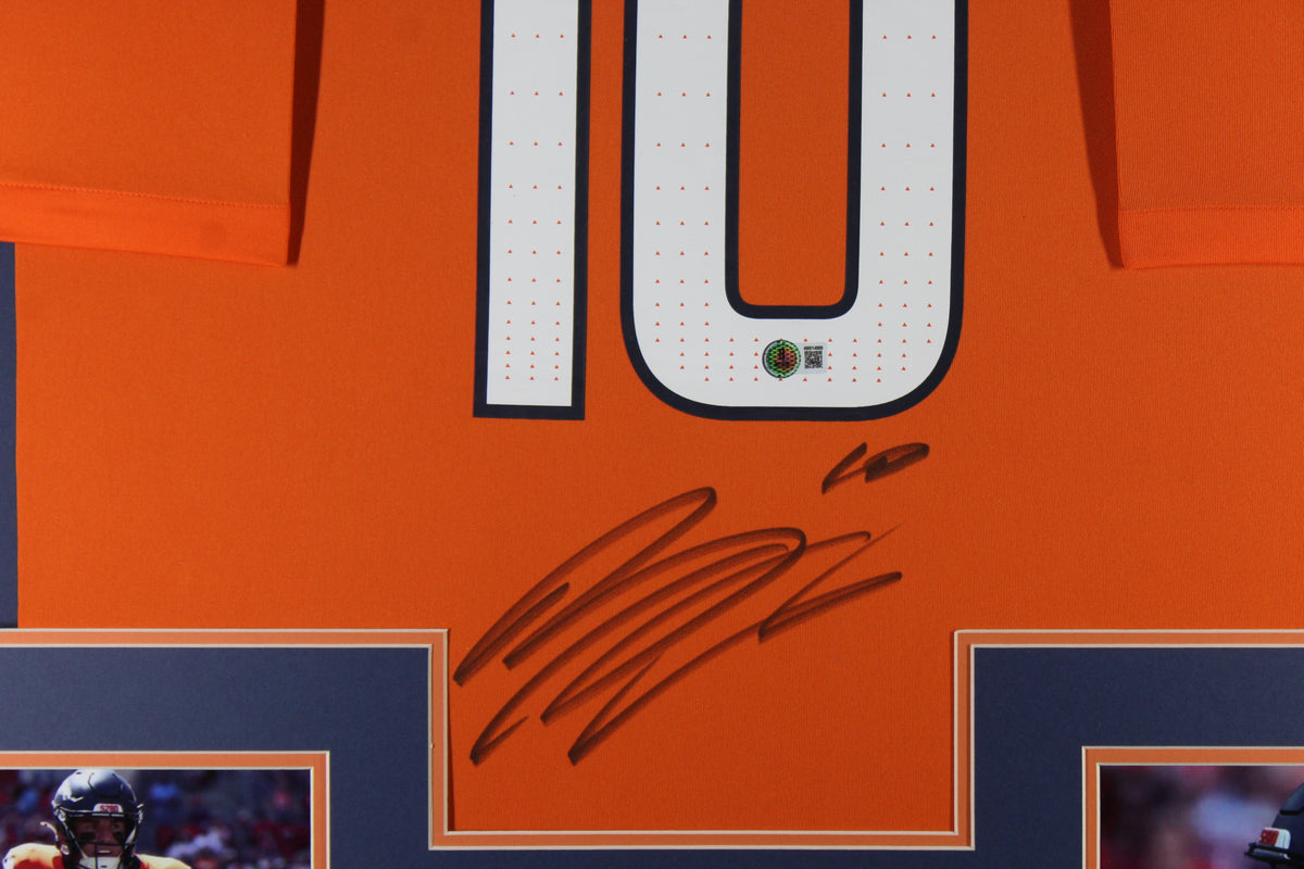 Bo Nix Autographed Denver Broncos Signed Nike Game Orange Football Framed Jersey Beckett Authenticated COA-Powers Sports Memorabilia