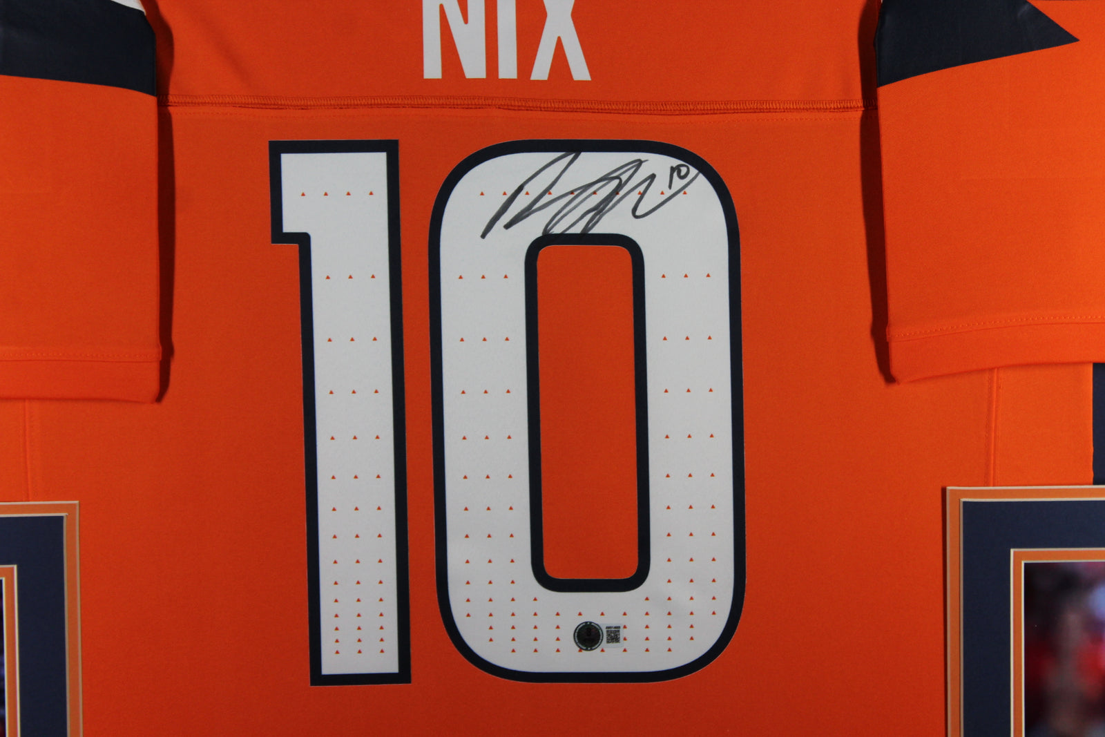 Bo Nix Autographed Denver Broncos Signed Nike Limited Orange Football Framed Jersey Beckett Authenticated COA-Powers Sports Memorabilia