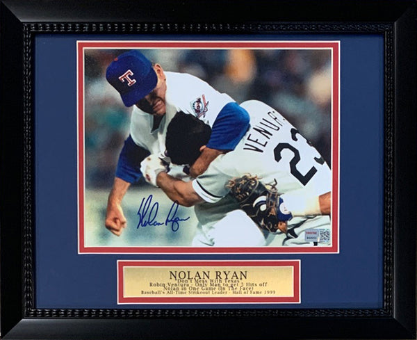 Nolan Ryan Autographed Photo Fight Punch Robin Ventura 8x10 Framed ...