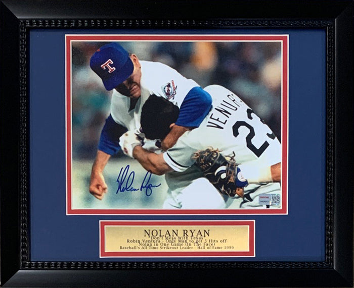Nolan Ryan Autographed Texas Rangers Framed 8x10 Photo – Punching Robin Ventura – TRISTAR COA-Powers Sports Memorabilia
