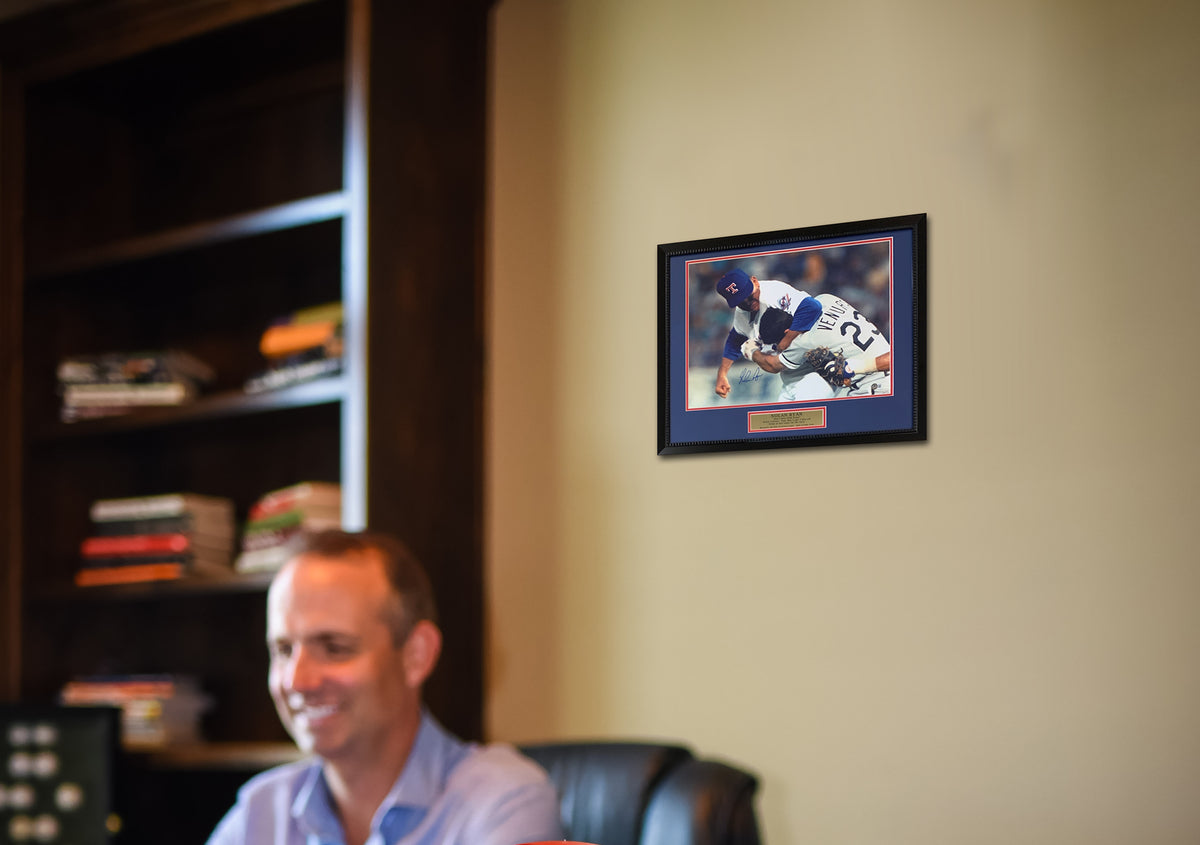 Nolan Ryan Autographed Texas Rangers Signed Baseball 16x20 Framed Photo Fight Punch Robin Ventura Beckett COA-Powers Sports Memorabilia