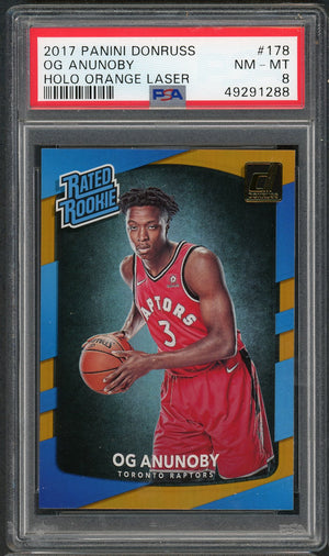 OG Anunoby 2017 Panini Donruss Holo Orange Laser Basketball Rookie Card RC #178 Graded PSA 8-Powers Sports Memorabilia