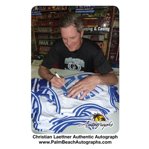 Autographed Christian Laettner Duke Blue Devils (White #32) Custom Jersey w/ "The Shot, 3/28/92"-Powers Sports Memorabilia