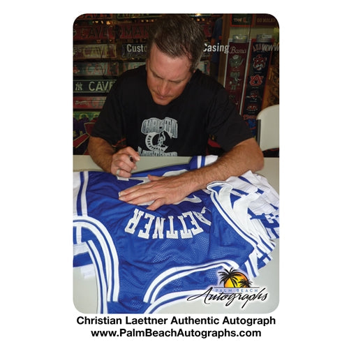 Autographed Christian Laettner Duke Blue Devils (Blue #32) Custom Jersey w/ "1991 & 1992 NCAA Champs"