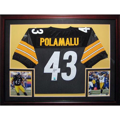 Autographed Troy Polamalu Pittsburgh (Black #43) Deluxe Framed Jersey - JSA-Powers Sports Memorabilia