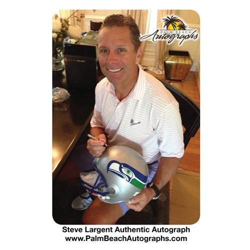 Autographed Steve Largent Seattle Seahawks (Throwback) Deluxe Full Size Replica Helmet w/ "HOF 95"-Powers Sports Memorabilia