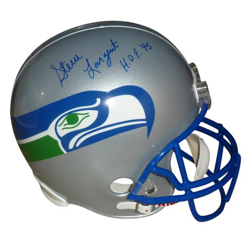 Autographed Steve Largent Seattle Seahawks (Throwback) Deluxe Full Size Replica Helmet w/ "HOF 95"-Powers Sports Memorabilia