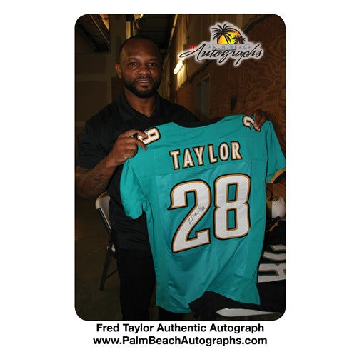 Autographed Fred Taylor Jacksonville Jaguars (Teal #28) Deluxe Framed Jersey-Powers Sports Memorabilia