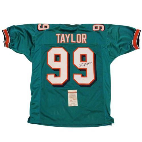Autographed Jason Taylor Miami Dolphins (Teal #99) Custom Jersey - JSA-Powers Sports Memorabilia