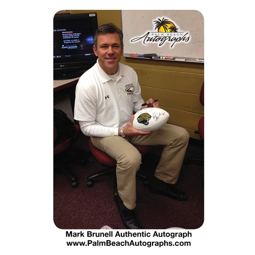 Autographed Mark Brunell Jacksonville Jaguars Logo Football-Powers Sports Memorabilia