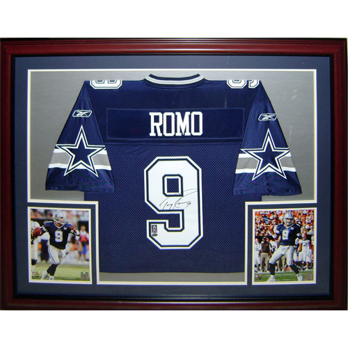 Autographed Tony Romo Dallas Cowboys (Blue #9) Deluxe Framed Jersey - Romo Holo-Powers Sports Memorabilia