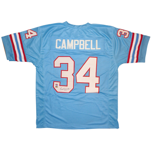 Autographed Earl Campbell Houston Oilers (Blue #34) Custom Jersey-Powers Sports Memorabilia