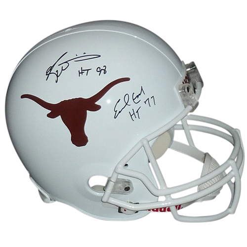 Autographed Earl Campbell And Ricky Williams Texas Longhorns Deluxe Full-Size Replica Helmet w/ "HT 77", "HT 98" - JSA-Powers Sports Memorabilia
