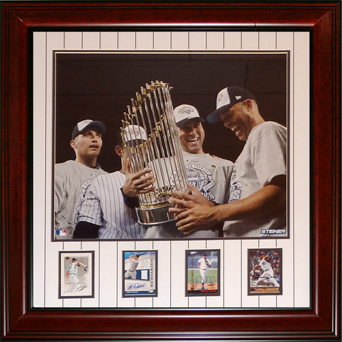 Autographed Derek Jeter, Andy Pettitte, Jorge Posada And Mariano Rivera New York Yankees (Core Four) Deluxe Framed Baseball Card Piece - JSA-Powers Sports Memorabilia