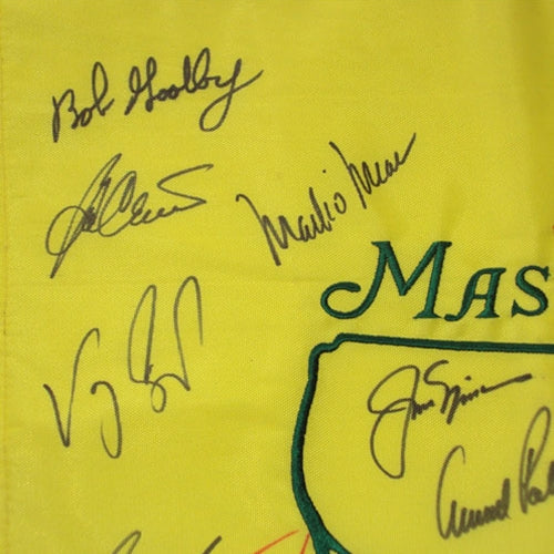 Autographed Masters Golf Pin Flag by 16 Former Champions #18-Powers Sports Memorabilia