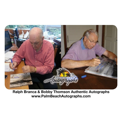Autographed Ralph Branca And Bobby Thomson Dual "Shot" (Horizontal Dotted Line) Deluxe Framed 8x10 Photo-Powers Sports Memorabilia