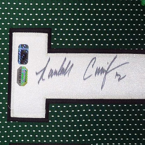 Autographed Randall Cunningham Philadelphia Eagles (Green #12) Deluxe Framed Jersey-Powers Sports Memorabilia