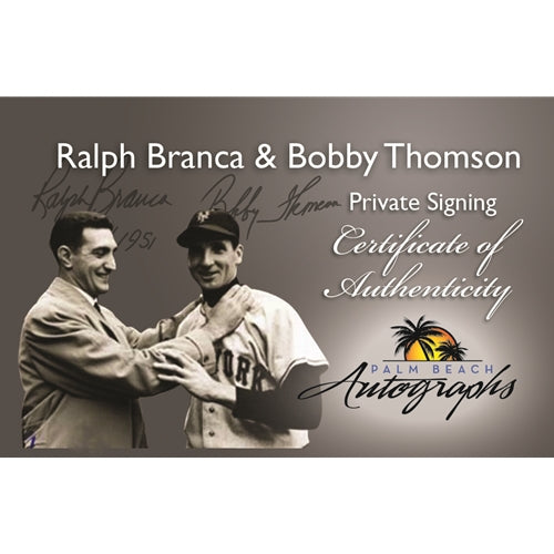 Autographed Ralph Branca and Bobby Thomson Dual "Shot" MLB Baseball w/ Inscription, Date-Powers Sports Memorabilia