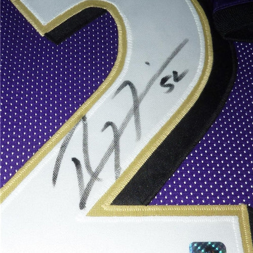 Autographed Ray Lewis Baltimore Ravens (Purple #52) Deluxe Framed Jersey-Powers Sports Memorabilia