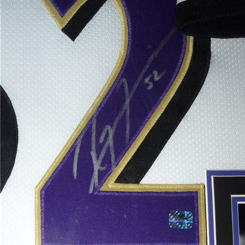 Autographed Ray Lewis Baltimore Ravens (White #52) Deluxe Framed Jersey-Powers Sports Memorabilia