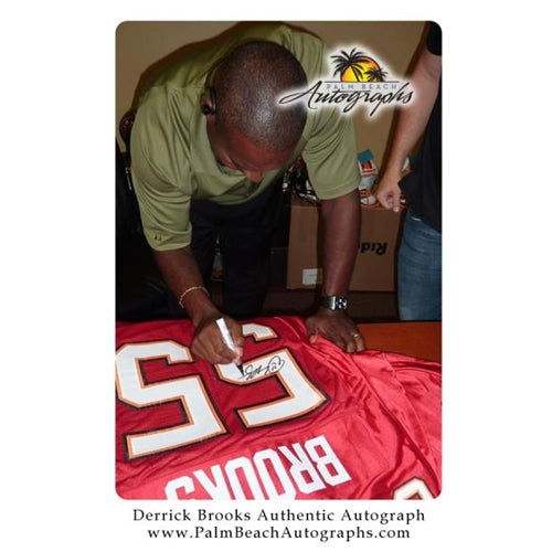 Autographed Derrick Brooks Tampa Bay Buccaneers (Red #55) Custom Jersey - JSA-Powers Sports Memorabilia
